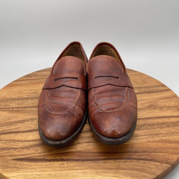 Di Bianco Loafers Mens Size 10 Brown Leather Slip On Dress Shoes Made in Italy